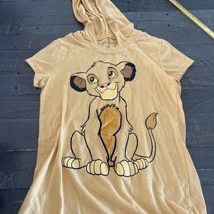 Lion King light shirt hoodie Yellow XSDisney Sleeveless Flocking Simba Chest DC